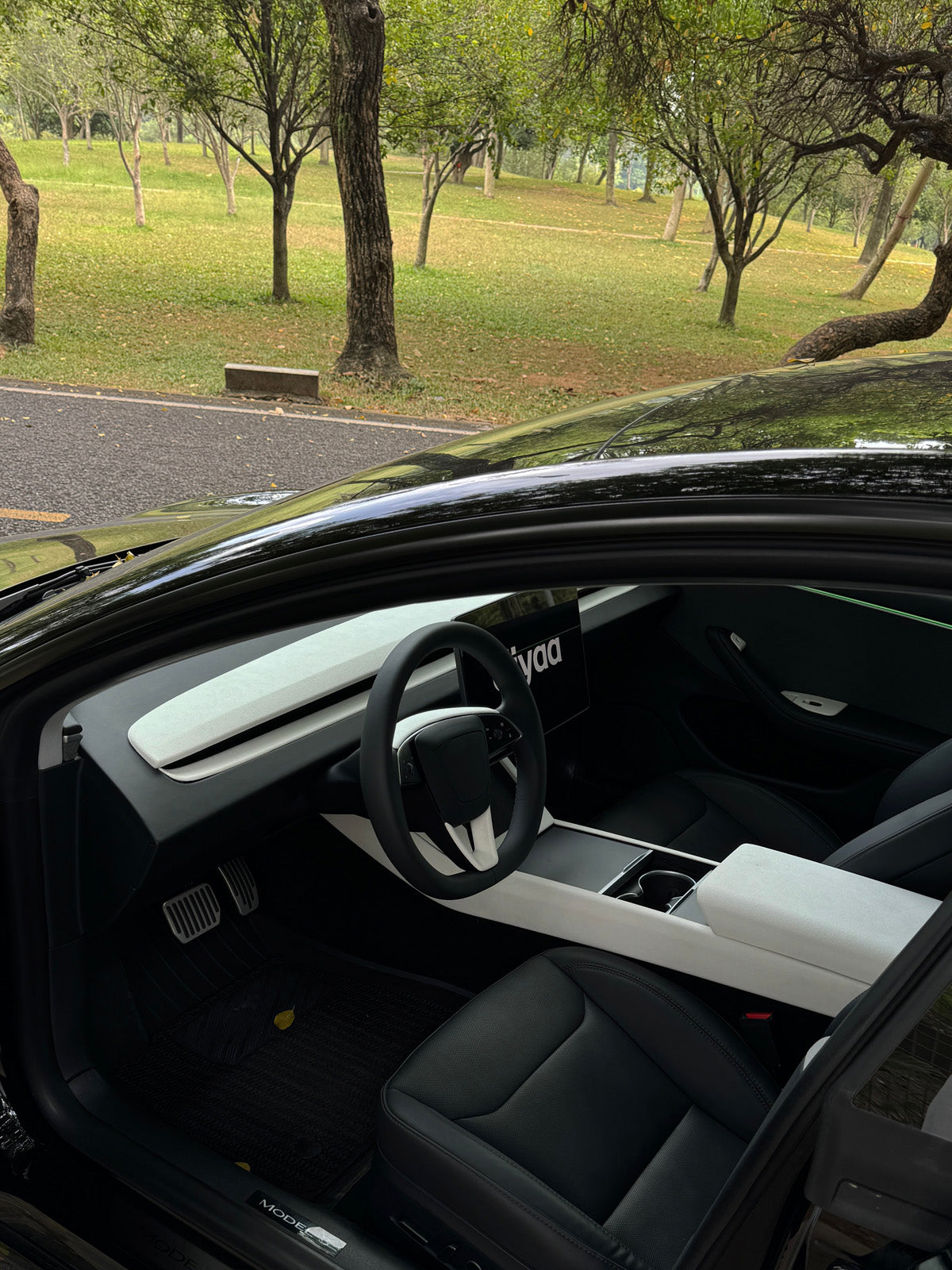 CiyaSuede Steering Wheel Upper Trim for Tesla Model 3 Highland 2025 2024